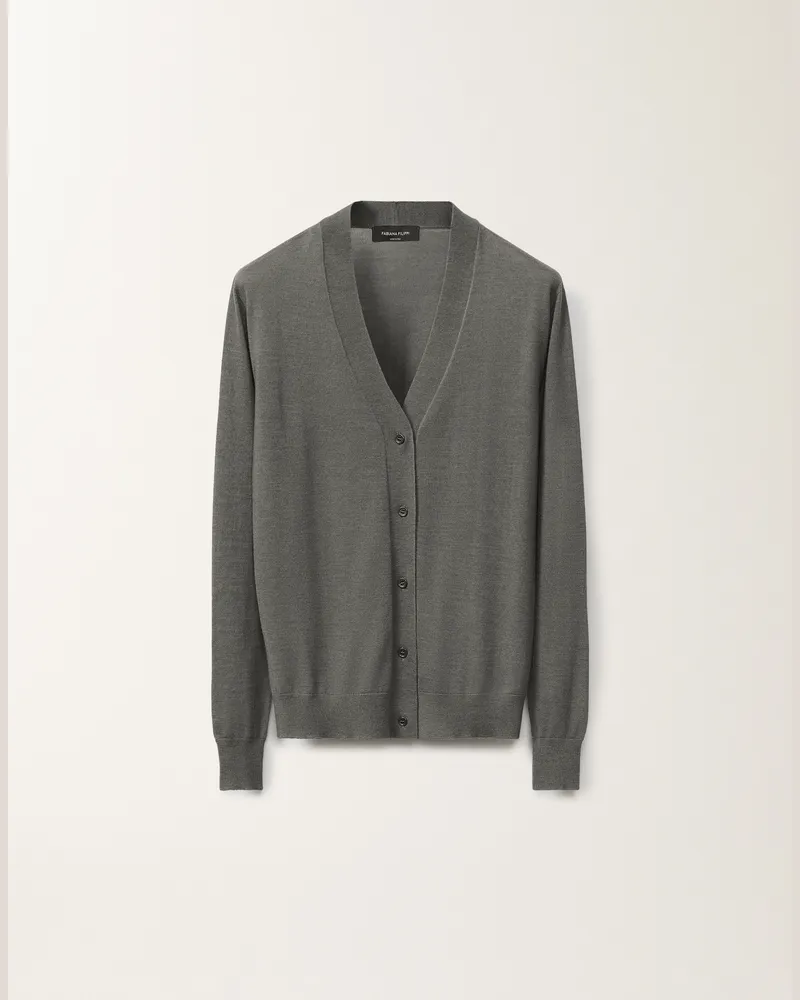 Fabiana Filippi Cardigan In Cashmere E Seta Grigio