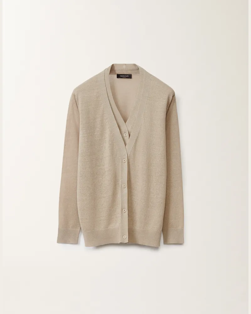 Fabiana Filippi Cardigan In Lino Greige