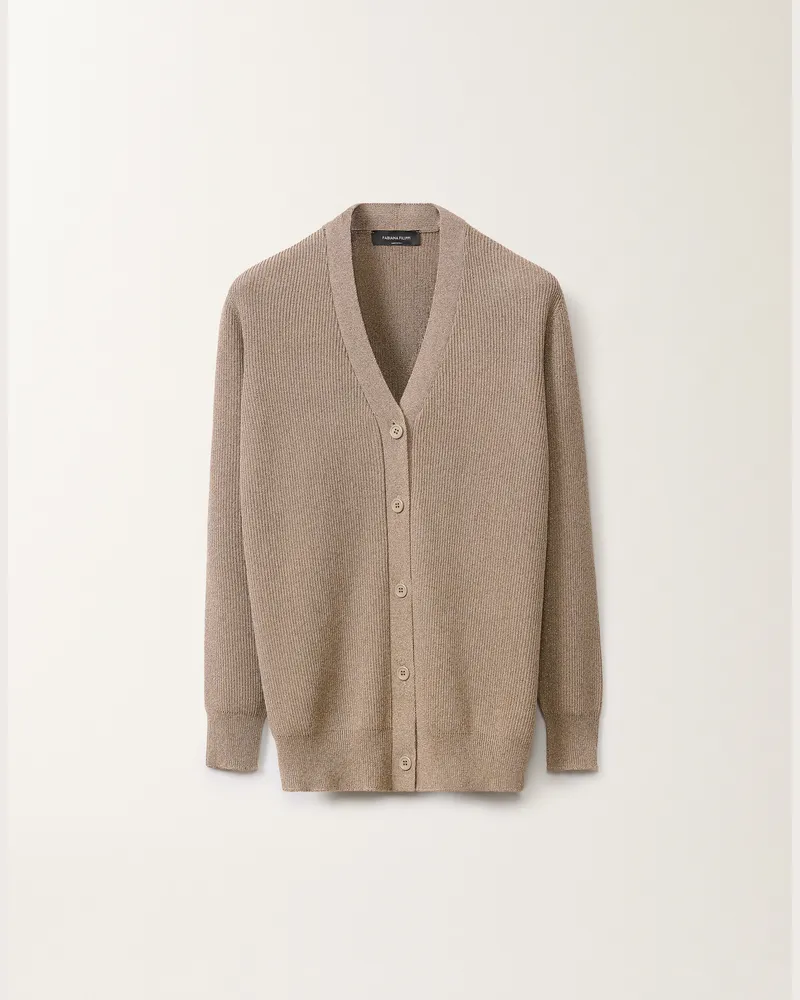 Fabiana Filippi Cardigan In Cotone Organico E Lurex Argilla