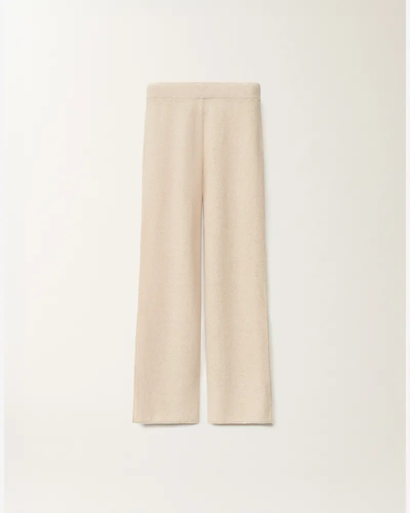 Fabiana Filippi Pantalone In Cotone E Lino Con Paillettes Vaniglia