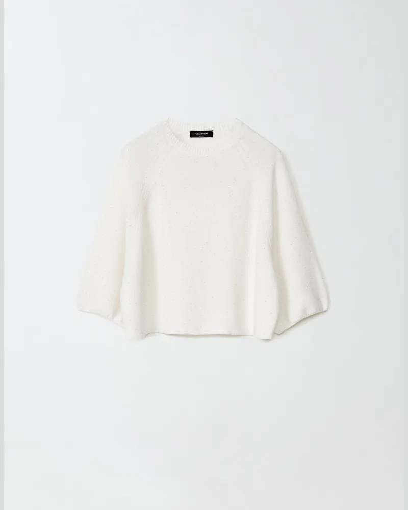 Fabiana Filippi Maglia Cappa Con Paillettes Bianco