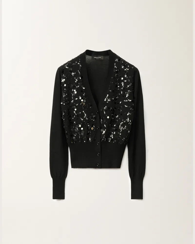Fabiana Filippi Cardigan In Lana E Cotone Nero