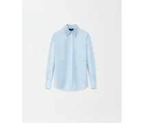 Camicia Lunga In Popeline A Righe - Donna Camicie Azzurro