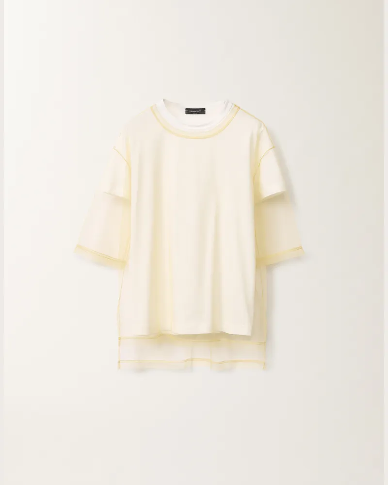 Fabiana Filippi T-shirt In Jersey E Tulle Giallo