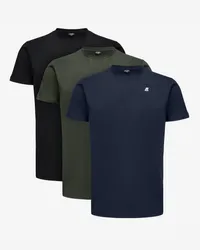 K-Way EDWING ROUND SLEEVES THREE PACK - T-ShirtsTop - T-Shirt BLUE D-GREEN BL-BLACK 