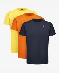 K-Way EDWING ROUND SLEEVES THREE PACK - T-ShirtsTop - T-Shirt BLUE D-ORANGE-YELLOW 