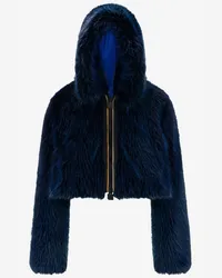 K-Way BRIEN 2.1 AMIABLE ECO FUR REVERSIBLE - Jackets - Corta - Donna - BLACK PIRATE-BLUE FAUX FUR 