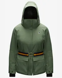 K-Way Giselle Micro Twill - Jackets - Medio - Donna - GREEN LAUREL-BLACK PURE 