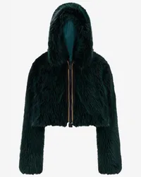 K-Way BRIEN 2.1 AMIABLE ECO FUR REVERSIBLE - Jackets - Corta - Donna - BLACK PIRATE-GREEN DK FAUX FUR 