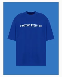 Emporio Armani OFFICIAL STORE T-shirt In Jersey Organico Con Slogan Capsule Black Blue Asv Blu