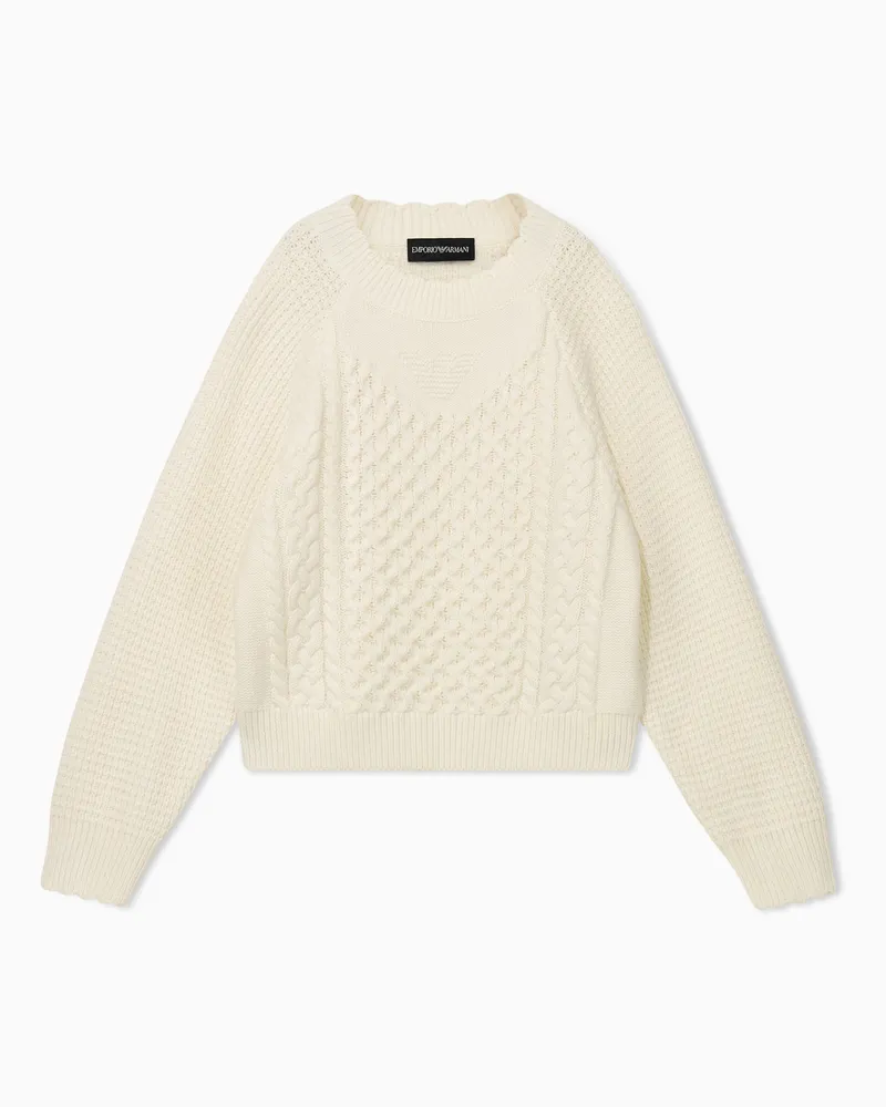 Emporio Armani Pullover girocollo con bordi a costine Beige