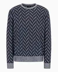 Emporio Armani OFFICIAL STORE Maglione In Lana Vergine Jacquard Motivo Chevron Bicolore Icon Blu