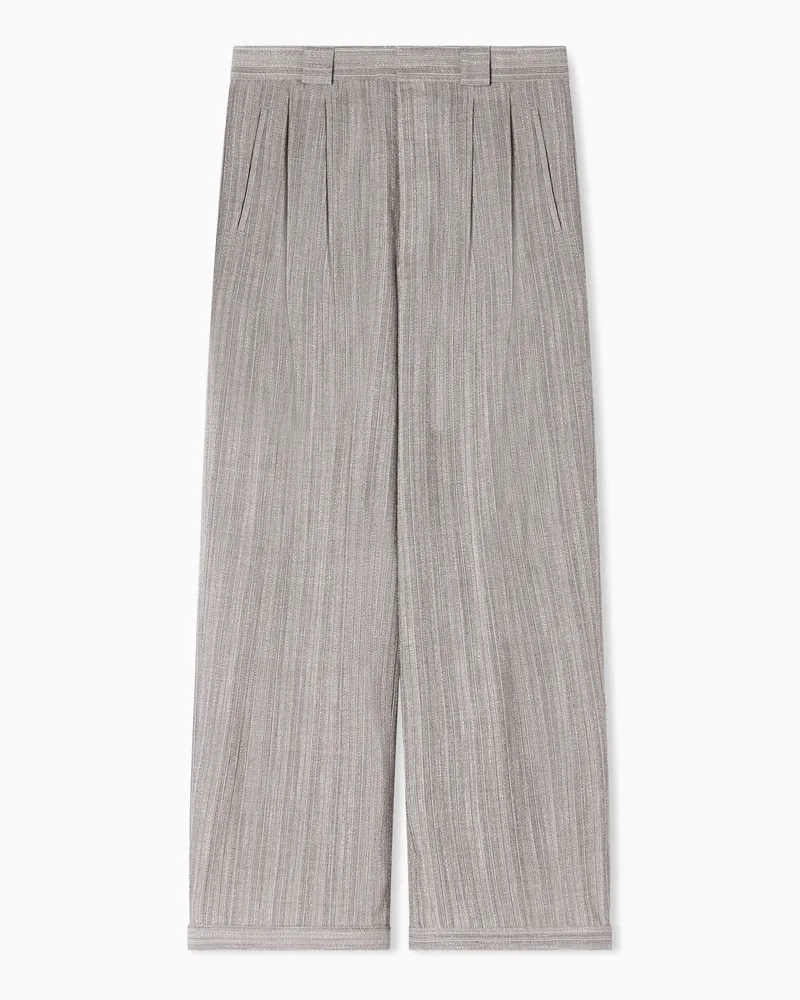 Emporio Armani Pantaloni in tessuto jacquard multiriga jaspé effetto 3D Beige