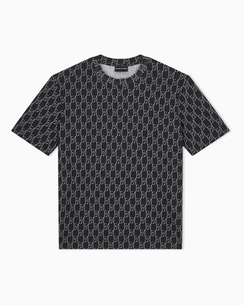 Emporio Armani T-shirt vestibilità regular in jersey di lyocell e cotone Blu