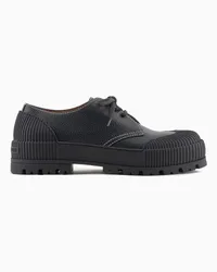 Emporio Armani OFFICIAL STORE Derby In Pelle Bottalata Con Dettagli In Gomma Nero