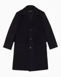 Emporio Armani OFFICIAL STORE Cappotto Monopetto In Panno Di Lana Blu