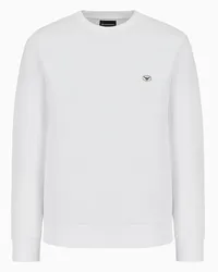 Emporio Armani OFFICIAL STORE Felpa Girocollo Con Micro Patch Logo Bianco