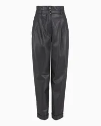 Emporio Armani OFFICIAL STORE Pantaloni In Nappa Di Agnello Semianilina Con Cintura Nero