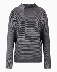 Emporio Armani OFFICIAL STORE Maglione Con Maniche Pipistrello In Tessuto A Coste Inglesi Bicolore Nero