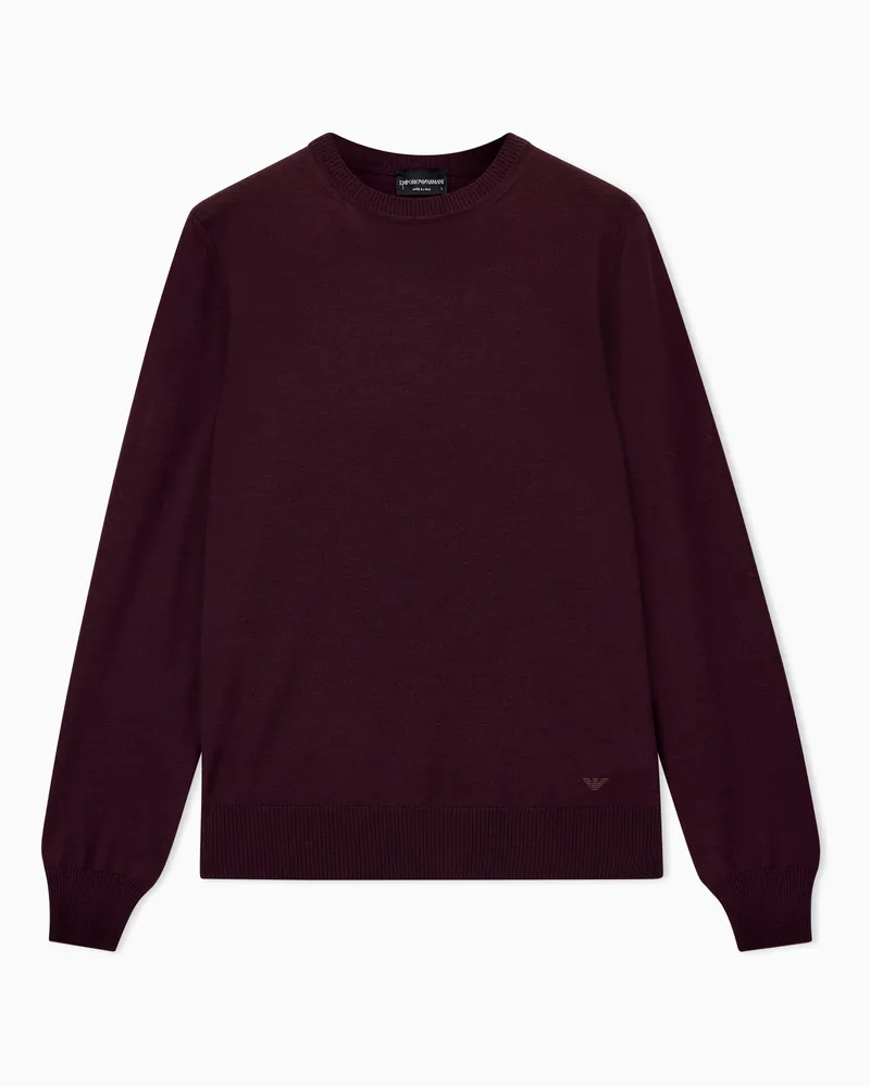 Emporio Armani Pullover Essential girocollo in lana vergine Bordeaux