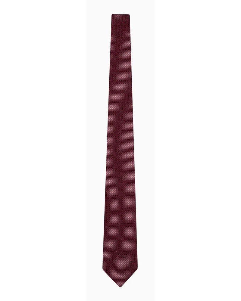 Emporio Armani OFFICIAL STORE Cravatta In Pura Seta Jacquard Microfantasia Rosso