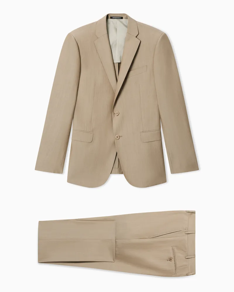 Emporio Armani Abito monopetto in popeline effetto solaro Beige