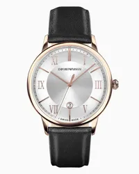 Emporio Armani OFFICIAL STORE Orologio Swiss Made Con Cinturino In Pelle Nera E Movimento Al Quarzo Nero