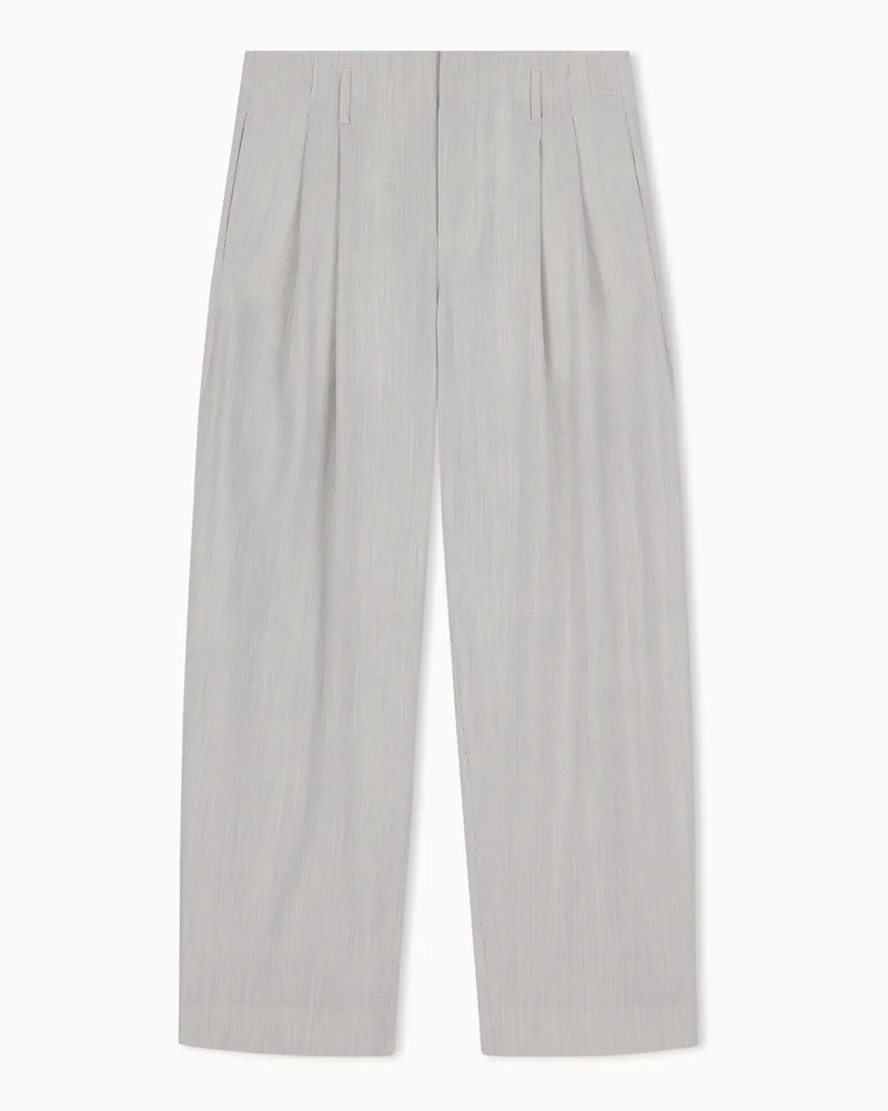 Emporio Armani Pantaloni in lana vergine stretch a righe Fantasia
