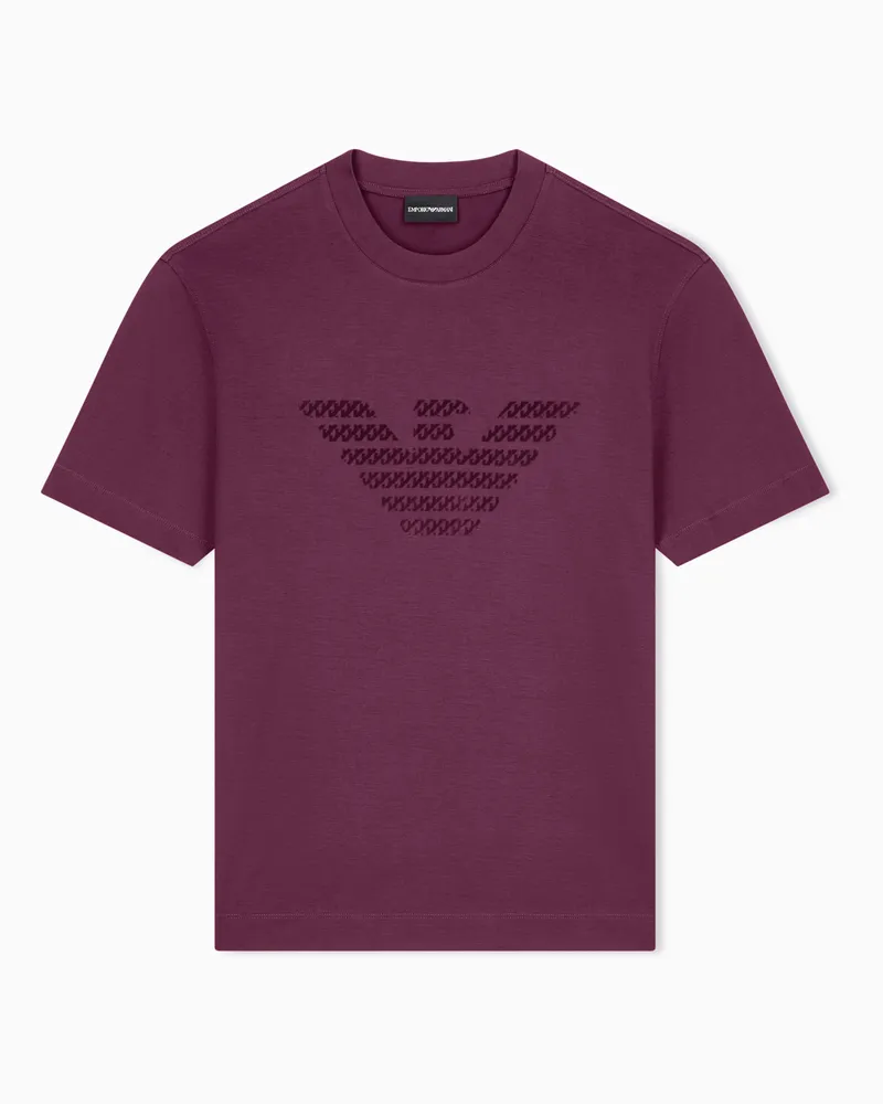 Emporio Armani T-shirt in jersey misto lyocell maxi logo flock Viola