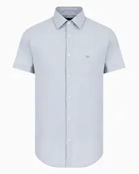 Emporio Armani OFFICIAL STORE Camicia Maniche Corte In Misto Nylon Stretch Azzurro