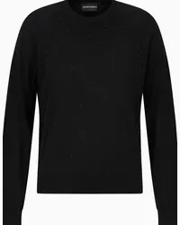 Emporio Armani OFFICIAL STORE Maglione In Lana Rasata Con Micro Strass Nero