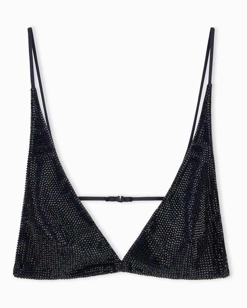 Emporio Armani Top bralette rivestito di strass all over Nero