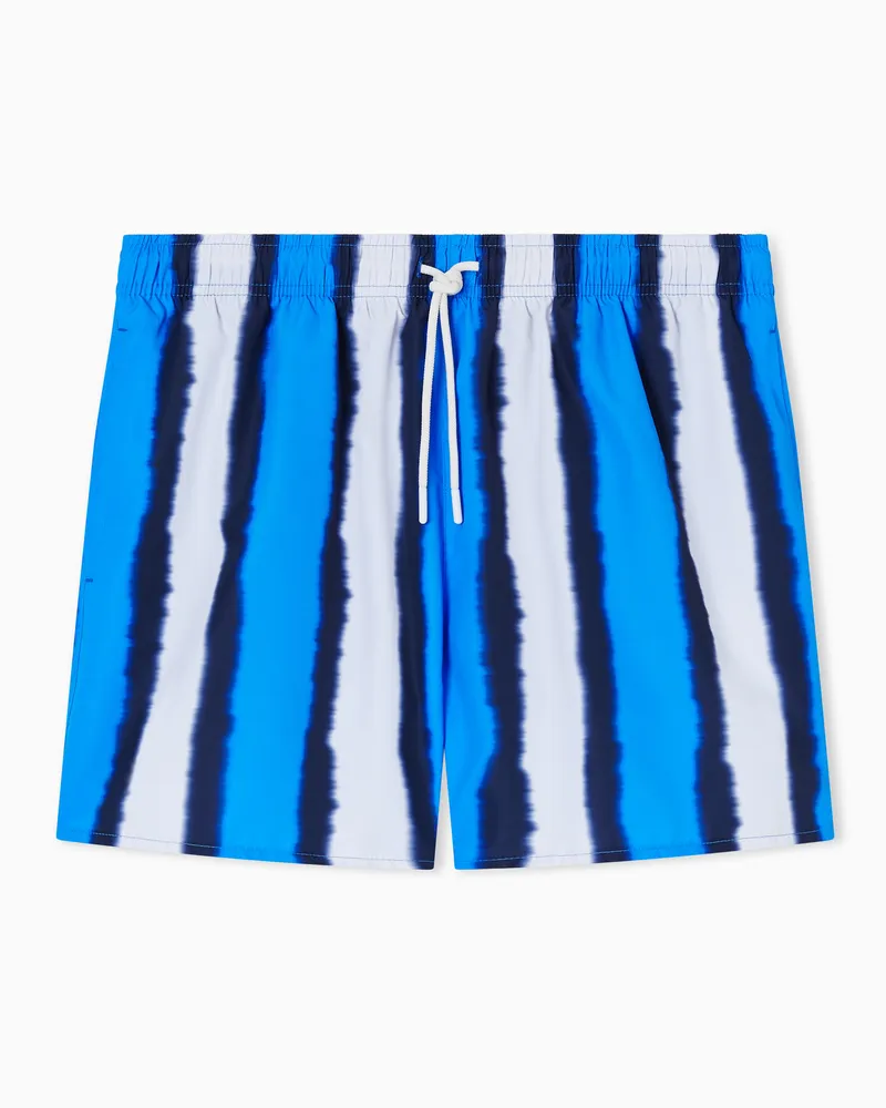 Emporio Armani Costume shorts stampa Shaded stripes Blu