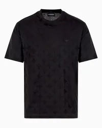 Emporio Armani OFFICIAL STORE T-shirt In Jersey Jacquard Motivo Grafico All Over Nero