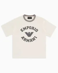 Emporio Armani OFFICIAL STORE T-shirt Comfort Fit In Jersey Con Ricamo Maxi Logo Asv Bianco