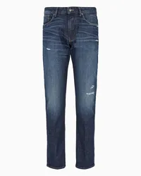 Emporio Armani OFFICIAL STORE Jeans J06 Slim Fit In Denim Stretch Stone Wash Con Rotture Blu