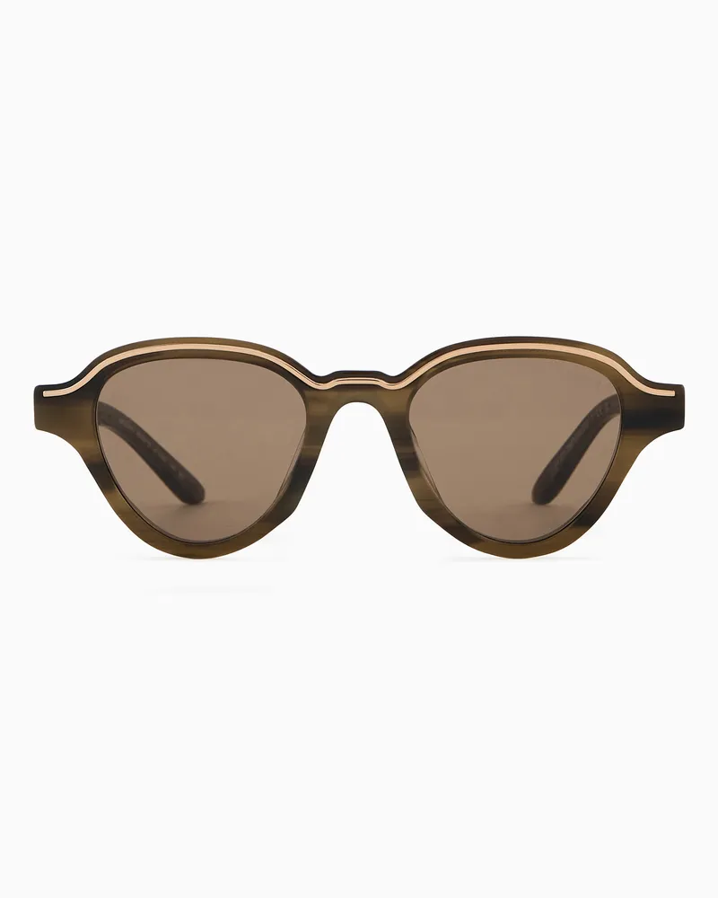 Emporio Armani Occhiali da sole da uomo forma irregolare Beige