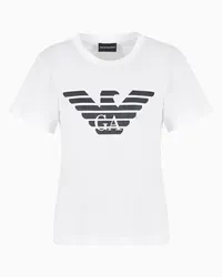 Emporio Armani OFFICIAL STORE T-shirt In Jersey Organico Con Stampa Logo Asv Bianco