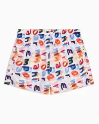 Emporio Armani OFFICIAL STORE Costume Shorts In Tessuto Riciclato Quick Dry Stampa Macro Logo Asv Multicolor