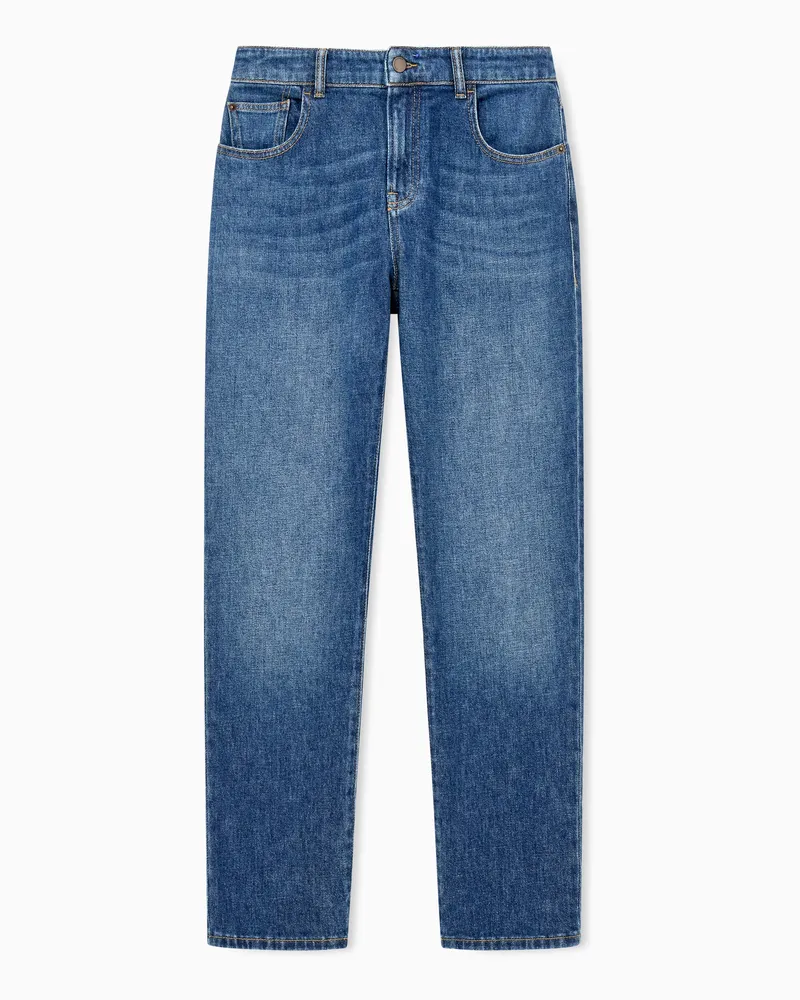 Emporio Armani Jeans 5 tasche slim fit in denim comfort effetto vissuto Blu