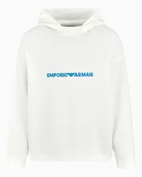 Emporio Armani OFFICIAL STORE Felpa Con Cappuccio E Ricamo Logo A Rilievo In Double Jersey Bianco