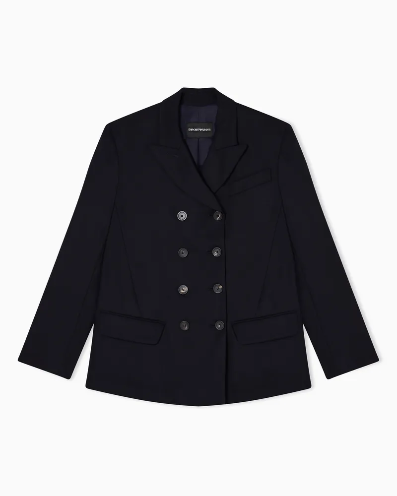 Emporio Armani Giacca doppiopetto in lana fluida Blu