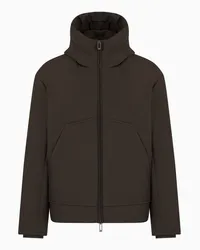 Emporio Armani OFFICIAL STORE Piumino Con Cappuccio Water Repellent In Twill Di Nylon Militare