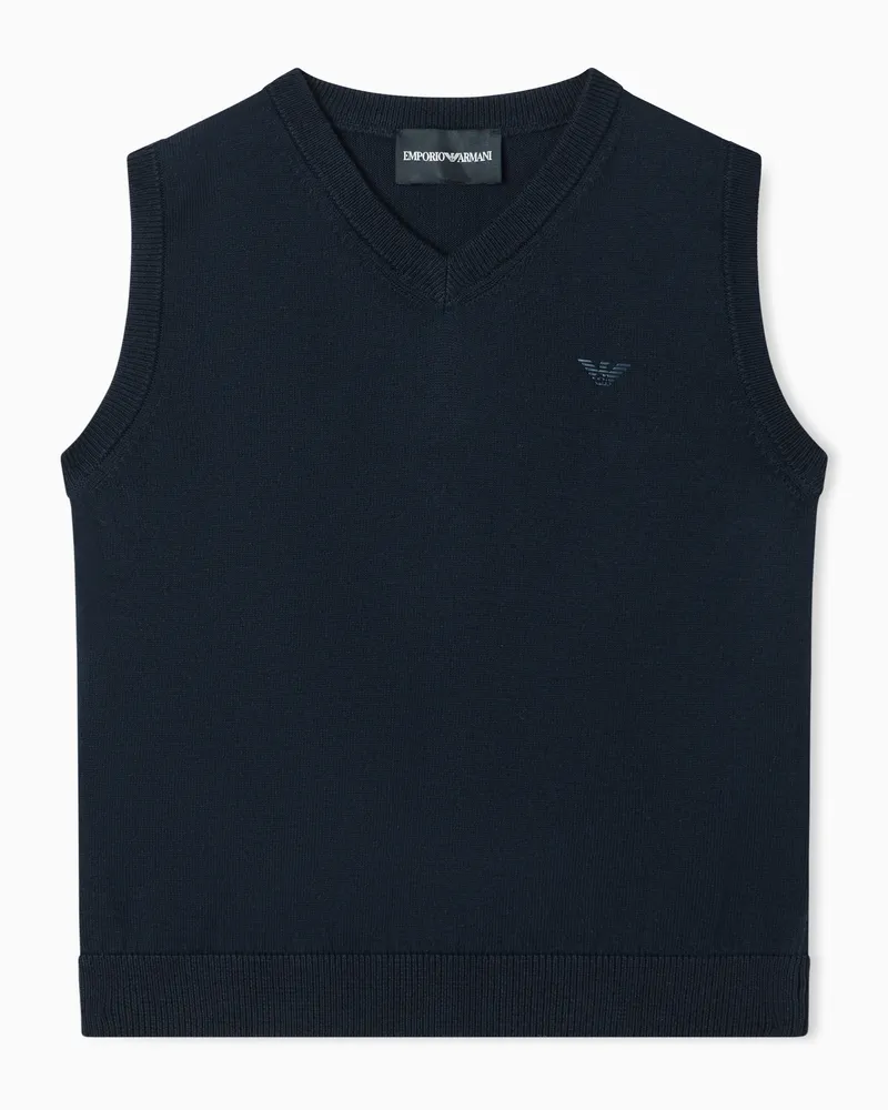 Emporio Armani Gilet scollo V in maglia punto pannocchia Blu