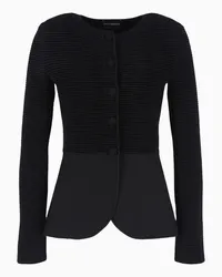 Emporio Armani OFFICIAL STORE Giacca Cardigan In Tessuto Ottoman Con Baschina Nero