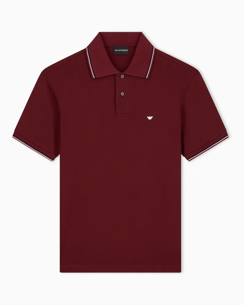Emporio Armani Polo Essential in jersey di cotone con vestibilità regolare Bordeaux