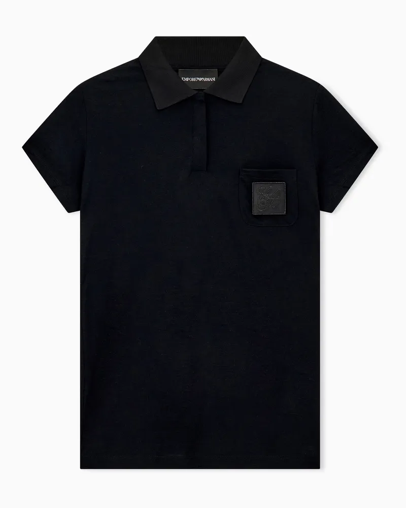 Emporio Armani Polo slim fit in jersey misto lana seta Capsule Signature Nero