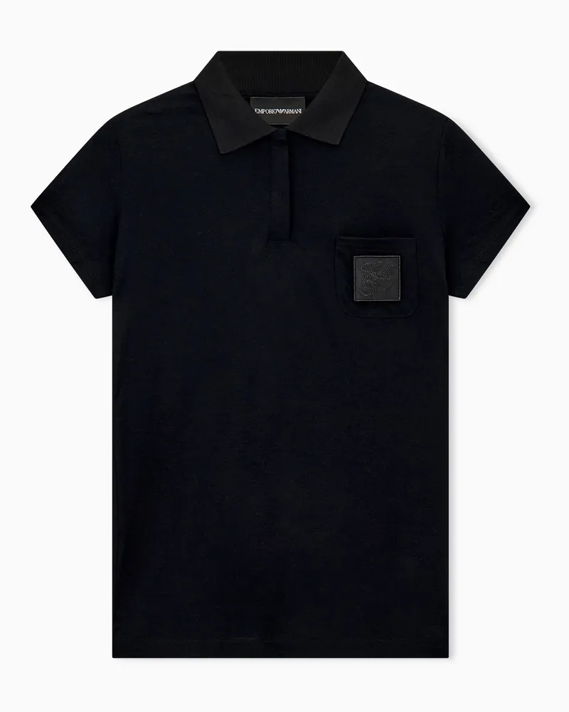 Emporio Armani Polo slim fit in jersey misto lana seta Capsule Signature Nero
