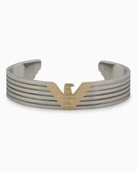 Emporio Armani OFFICIAL STORE Bracciale Manchette In Acciaio Inossidabile Bicolore Argento