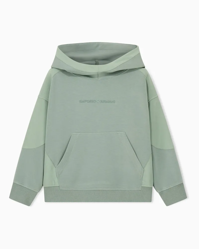 Emporio Armani Felpa over con cappuccio in jersey di modal e logo Verde